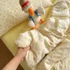 Hilo de doble capa YU ~ Juego de cuatro piezas de gasa de doble capa de grado materno e infantil Corazón de niña francesa Algodón Juego de tres piezas para dormitorio Ropa de cama