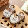 Sandalias de Verano para Niñas con Punta Cerrada y Suelas Suaves Antideslizantes, Estilo Princesa, Bordado Floral, Zapatos para Niños Pequeños, Lindas Sandalias para Bebé Estilo Coreano