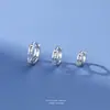 Brincos de Prata Esterlina S999 para Mulheres, Brincos Simples e Versáteis, Argolas Lisas com Zircônia Vazada, Brincos de Prata Pura Atacado
