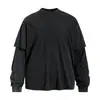 Camiseta Lavada Falsa Duas Peças de Manga Longa para Homens, Estilo Primavera e Outono, Caimento Solto, Marca da Moda, Top Vintage Lavado Liso com Gola Redonda