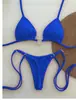Biquíni 2025 Novo Europeu e Americano Metálico Decorativo Tomara que Caia Push-Up Biquíni Brasileiro Sexy Cor Pura Dividido Maiô