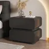 Mesa de Cabeceira Sólida na Cor Creme, Armário de Armazenamento Minimalista para Quarto Estilo Italiano, Mesa de Cabeceira Simples Moderna de Chão Totalmente Montada