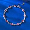 Joyería Mu Jing Nuevo Pulsera de Plata S925 Rojo Sangre de Paloma 3*4 Filas Ovaladas Diamante para Mujer Estilo Chino Año Nuevo Ajustable