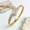 Pulsera de Acero de Titanio y Concha Blanca con Hebilla de Diamante de Lujo Ligero y Gama Alta Diseño Ins Moda y Versátil Pulsera Abierta