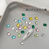 Acessórios de Strass para Unhas Octogonais Longas, Tendência Esmeralda Versátil Irregular Fundo Plano Cristal Strass para Arte de Unhas, Decorações de Unhas