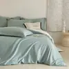 Lujo Ligero Tacto de Alta Gama Todo Algodón Cepillado Juego de Cuatro Piezas Algodón Puro Bordado Sencillo Funda Nórdica Sábanas Faldón de Cama Cubrecama Estilo