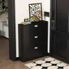 Gabinete de Zapatos Ultra Delgado de Madera Maciza Negra 17cm Pasillo de Entrada Extremadamente Estrecho Apartamento Pequeño Gabinete Económico de Almacenamiento para la Entrada