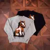 Diseño Jacquard de Ponis Suave y Ceroso Mohair Tejido de Punto para Hombre Invierno Estilo Americano Perezoso Alto Grado Holgado Cuello Redondo Tejido de Punto