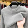 Suéter grueso de cuello redondo transfronterizo para hombre, nueva colección otoño/invierno 2026, casual de negocios, color liso, cálido y adecuado como capa base, tejido para hombre