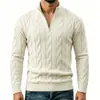 Comercio exterior estilo europeo y americano para hombre, suéter de punto trenzado con media cremallera para otoño e invierno, suéter de corte holgado con cuello alto, estilo old money