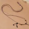 Novo cordão de couro encerado simples retrô estilo chinês, cordão para pendurar pingente de ágata jade, cordão trançado à mão com múltiplos tesouros