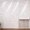 Adesivos de parede autoadesivos IXPE transfronteiriços, padrão de grade fina prata-branco, adesivos de parede de fundo alto brilho, material em rolo decorativo atacado