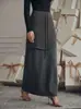 Conjunto de saia de tricô casual juvenil para outono e inverno com cintura elástica e barra franzida, estilo europeu e americano, saia de comprimento médio