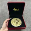 Concha de Agua Oro Puro 999 Serie de Monedas Grandes Adorno de Fortuna Artesanía Chapada en Oro para Regalos Navideños Venta al por Mayor