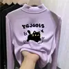 Ropa interior básica de forro polar para niñas para otoño e invierno, camiseta versátil de manga larga, cuello semi-alto, top cálido cepillado para niños mayores
