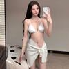 Traje de baño para mujer ins estilo europeo y americano dividido puro deseo bikini traje de tres piezas sexy pecho grande y pequeño recogido vacaciones en la playa HURUN