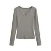 Top de Cuello en V de Manga Larga Picante Estilo Americano para Chica, Nuevo Primavera/Verano 2026 Camiseta Base Sexy Ajustada
