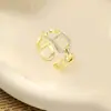 Anillo Ladrillo de Diseño Nicho de Alta Gama Lujo Accesible para Mujer Moda Europea y Americana Creativo Zirconia Chapado en Oro Anillo Abierto Ajustable