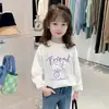 H2303 # Camiseta para Bebês Meninas, Algodão Puro, Manga Longa, Estilo Coreano Primavera e Outono 2025 Roupas Infantis, Tops Estilosos, Camisetas de Base para Meninas
