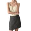 Primavera e Verão Novo Casual Estilo Simples Cor Sólida Vertical Short Bottoming Camisole Top Tricotado para Mulheres