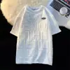 Camisa de manga corta oversize tres dimensiones manga corta letras gofrado centro comercial Comercio exterior para hombre de cinco puntos liquidación verano