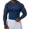 YOUNGLA Nova Roupa Fitness Treinador Esportiva Camiseta de Manga Longa Masculina Justa Alta Elasticidade Roupas de Treinamento Roupa Fitness