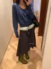 MZI STUDIO Outono Inicial Estilo Coreano Suave Versátil Emagrecedor Falso Duas Peças Gola Halter Cardigã de Tricô A80132