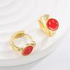 Brincos de zircônia microincrustada banhados a ouro e cobre transfronteiriços europeus e americanos, brincos de personalidade com tendência de gota de óleo, brincos de rosto sorridente em estoque no atacado