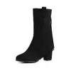 Novas Botas Femininas Britânicas de Outono e Inverno Botas de Cano Curto com Franjas Botas de Salto Grosso 33-52 Botas de Comércio Exterior da Amazon