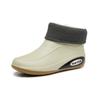 Botas de lluvia para hombre de moda transfronteriza, zapatos bajos para agua, trabajo de cocina, antideslizantes, impermeables, de goma, para pesca, otoño e invierno, botas de lluvia forradas con vellón