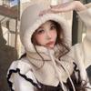 Inverno quente e/ou eçafrões balaclava das mulheres all-Match chapéu cachecol integrado chapéu de malha chapéu de lã
