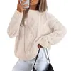 Suéter de Punto Grueso, Holgado, Casual, Suave para Mujer, Cuello Redondo, Moda Otoño/Invierno 2026, Colores de Moda Europeos y Americanos, Suéter de Manga Larga