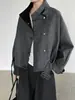 Abrigo de Lana Taoguan con Cuello Mao Simple y Botones de Rana 26 Otoño Invierno Diseño Femenino Chaqueta Corta Adelgazante T5303