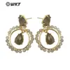 WT-E714 Diseño de Alta Gama Lujo Ligero Anillo Grande para Mujer Pendientes de Piedra Natural Pendientes Pequeños de Gota de Agua Hechos a Mano Pendientes Europeos y Americanos