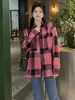 Feminino Solto Manga Longa Botão Casual 2025 Roupas Femininas Moda Outono Tops Blusa Xadrez Chique Camisa