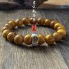 Pulsera de Sándalo Dorado de la Montaña Wutai de Venta Caliente 12 Signos del Zodíaco Buming Buda Dios Guardián Wen Pulsera de Cuentas de Buda para Hombres y Mujeres