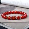 Pulsera de Ágata Roja Natural para Mujer, Cuentas Redondas, Para Ensartar DIY, Signos del Zodiaco Doce Bañados en Oro, Año de Nacimiento, Cuentas Amuleto Tai Sui