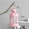 Porta-velas de ferro estilo europeu, estilo castelo, clássico, metal, vidro, lâmpada de vento, suporte de vela, enfeites faça você mesmo