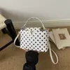 La popular bolsa cuadrada pequeña fresca de mano de este año para mujer 2026 Verano nuevo bolso de hombro único con lunares y bloques de color bolso cruzado para ir al trabajo