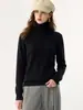 Nova blusa de base de malha de caxemira para outono e inverno, suéter de cor sólida moderno, simples, macio, confortável, com gola alta para mulheres