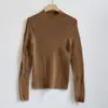 Precio Especial, Sin Devoluciones ni Cambios Suéter de Punto de Lana 100% para Mujer, Cuello Alto, Corte Ajustado, de una Sola Pieza