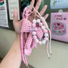 Chaveiro Criativo DIY Laço de Tecido Rosa Miu Fofo Exquisito Pingente para Mochila Escolar Pequeno Pingente para Celular