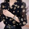 2024 Patchwork Volante Reductor de Edad Top de Gasa Floral para Mujer Principios de Primavera Nuevo Sentido del Diseño Camisa con Cinta Marea