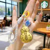 Llavero de Bolsita de la Suerte de Oro Puro 999 Estilo Dibujos Animados para Mujeres, Cadena para Teléfono Móvil, Colgante para Bolsos, Decoración de Coche