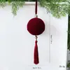 Enfeite de bola de Natal flocado cor vinho mais vendido da Amazon, decoração de árvore de Natal DIY com franjas, enfeite pendurado de bola com formato único em estoque