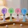 Ventilador de Mano de Verano Simple e Inteligente con Pantalla Digital, Velocidad Ajustable Continuamente, con Base de Soporte, Ventilador de Escritorio con Luz