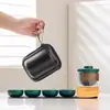 Juego de Té Cerámico para Viaje Pequeño Portátil Taza Rápida Tetera para Acampar al Aire Libre Viajes Una Tetera Dos Tazas