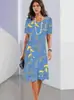 Comercio Exterior Transfronterizo Explosiones Elegante Vestido de Verano para Mujer con Estampado Digital 3D de Flores de Colores de Manga Corta