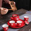 Cerámica Creativa Set de Té Cerámico para el Festival de Mediados de Otoño Negocios Boda Una Tetera Cuatro Tazas con Plato Regalo Souvenir