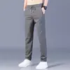 Pantalones de verano de seda helada para hombre, moda coreana, suministro de comercio exterior, en stock, venta al por mayor, pantalones rectos finos casuales